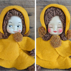 Vintage Handmade Alternating Faces Little Girl Doll